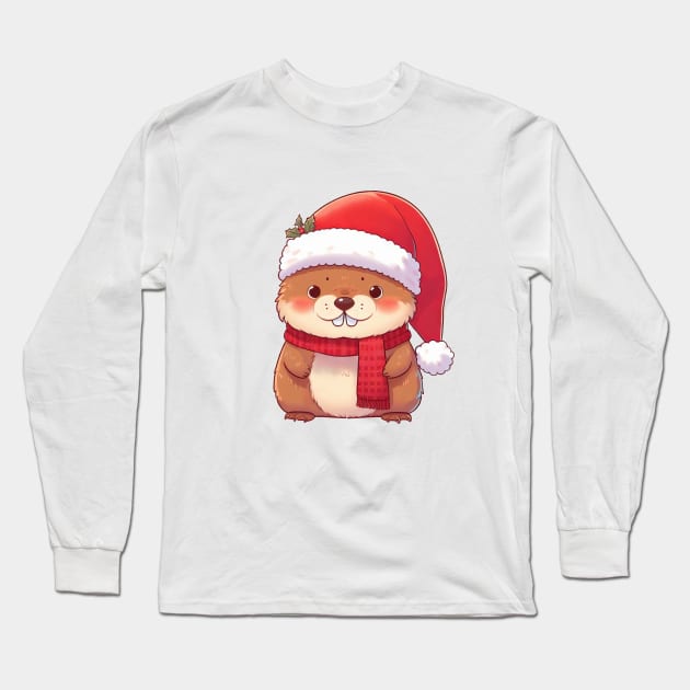 Cute Christmas Marmot Long Sleeve T-Shirt by Takeda_Art